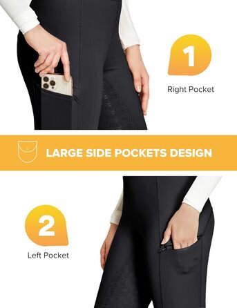 Легінси для їзди верхи FitsT4 з силіконовим покриттям, кишенею для телефону та петлями для ременя - чорний, розмір S