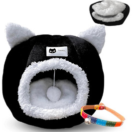 KawaiPets м'яке ліжко-іглу для котів з іграшкою, знімна подушка, подарунковий нашийник