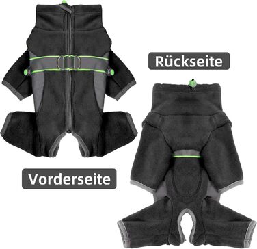 Флісова куртка для собак, зимова куртка, тепла флісова піджак для собак з отвором для повідка, для середніх собак, віндджайк, чорний (XS-XXL)