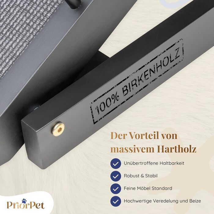 Сходинки для собак PRIORPET з берези з поручнями - регульована висота до 94.5 см - складаються - антиковзні ручки - для малих собак до 23 кг - коричневі (чорні)