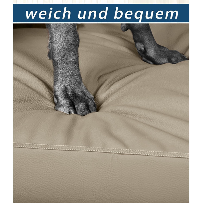 М'яке ортопедичне ліжко для собак середніх порід, коричневе, з антиковзким покриттям, з штучної шкіри, миється, розмір 83 x 55 x 7 см