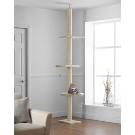 Кігтеточка-деревце Kratzbaum Deckenhoch XL (215-280см) - регульована висота, іграшковий комплекс для котів (бежевий)