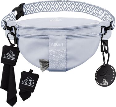 Водонепроникний ласоконний мішечок для собак fell&bell Leckerlitasche – з 2 відділеннями для снеків, 1,8 л основного відділення, кишенькою для телефону та диспенсером для відходів | Сумка для годування собак, тренувань та цуценят, блакитно-сіра