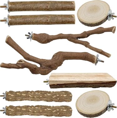 Набір з 9 дерев'яних перекладин Allazone для птахів, гойдалки для папуг, аксесуари для клітки, стиль 2