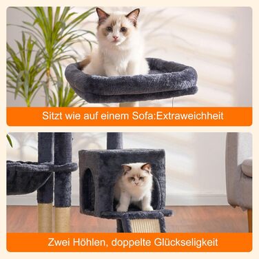 Котячий будиночок Heybly з когтеточкою та щіткою, сірий, HCT005SG