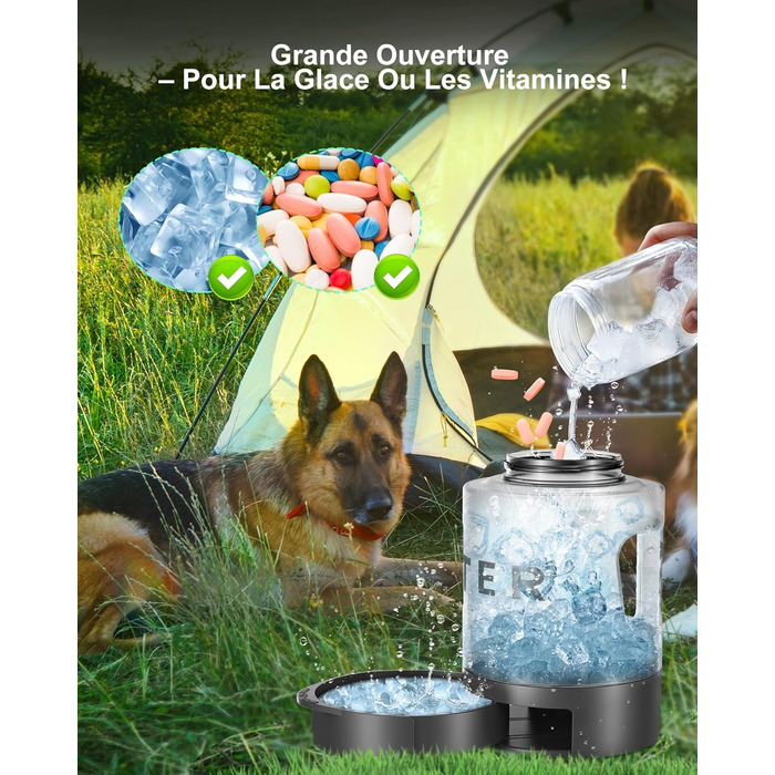 Водяна пляшка для собак Lesotc 2200 мл, велика, чорна – для подорожей та кемпінгу