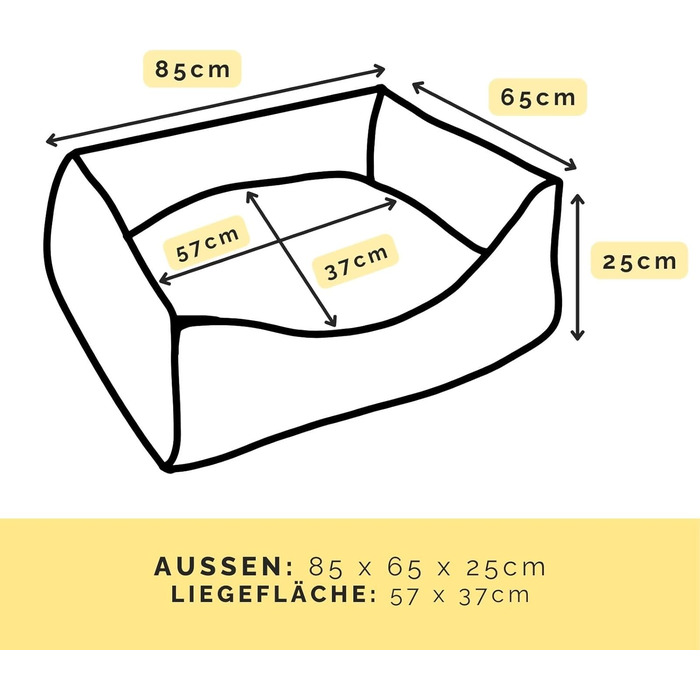 Ортопедичне ліжко для собак Emma | Кошик для собак | Для маленьких та середніх собак (Бежевий, 85x65 см)