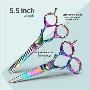 Набір професійних ножиць для стрижки волосся Suvorna 5.5 дюймів (2 шт.) - ножиці для фрізурів, барберські ножиці, ножиці для розрідження волосся. Для салонного використання.