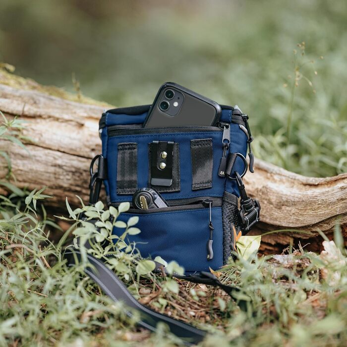 Сумка для ласощів для собак Rudelkönig - практична сумка для прогулянок та дресирування собак, фідер для собак з дозатором кульок для прибирання (Basic, Blue)