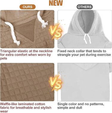 BEAUTYZOO Світшот для собак у вафельному стилі - теплий одяг на осінь та зиму для собак різних розмірів (S, M, L) - Світшот з капюшоном та кишенею для Бульдога, Пітбуля та інших порід SM (Обхват грудей: 48 см) Хакі