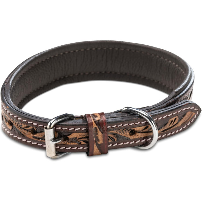 Нашийник для собак Джек Рассел з натуральної шкіри буйвола, регульований, з м'якою підкладкою, ручної роботи, з різьбленням, Alexey (S, 26-34 см)