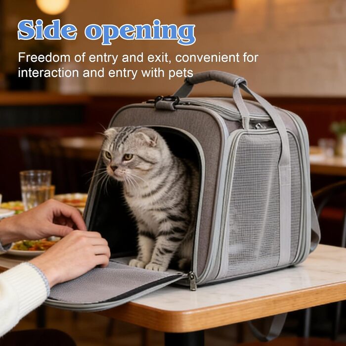 Транспортна сумка для кота та собаки, сіра, 45x30x30 см (до 8 кг)