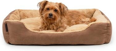 Ліжко для собак Lionto з двостороннім подушкою та нековзною основою, 75x60 см, коричневий/бежевий, для собак та котів будь-якого віку