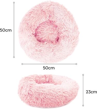 М'яке ліжко для собак та котів Donut 50см - рожеве, для маленьких та середніх порід