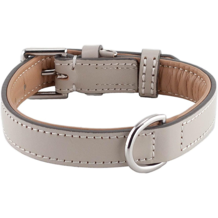 Стійкий нашийник для собак Brute Strength з натуральної шкіри, світло-сірий, розмір M (36-43 см)