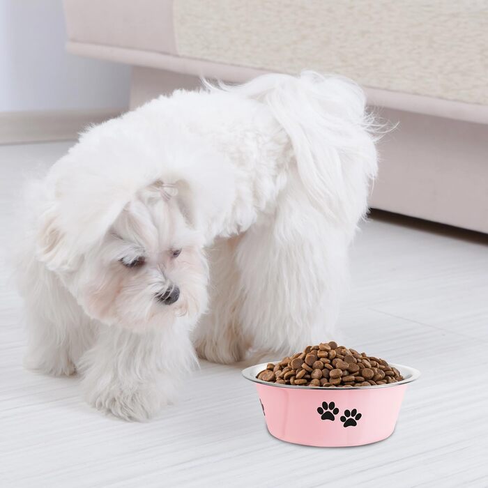 Набори мисок для собак та котів SUOXU з нержавіючої сталі (860 мл, 2 шт.) з антиковзною основою - рожевий