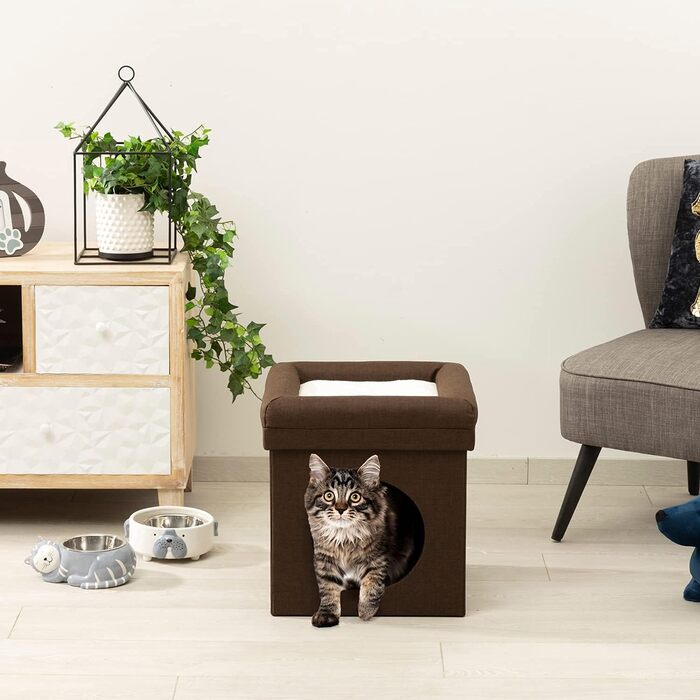 Підстилка для собак та котів Baroni Home, складана, коричнева, 38 x 38 x 42 см