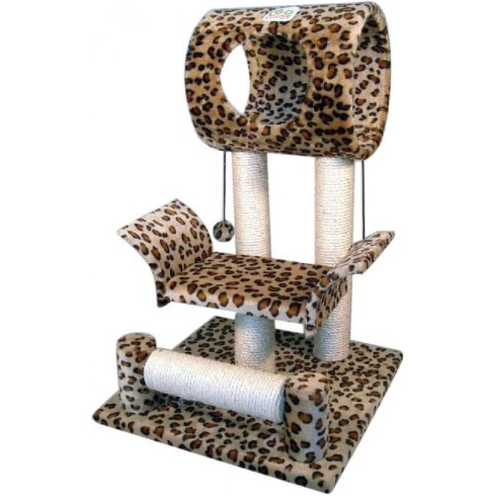 Когтеточка для котів Go Pet Club з будиночком, леопардовий принт, 44,5×45,7×71,1 см