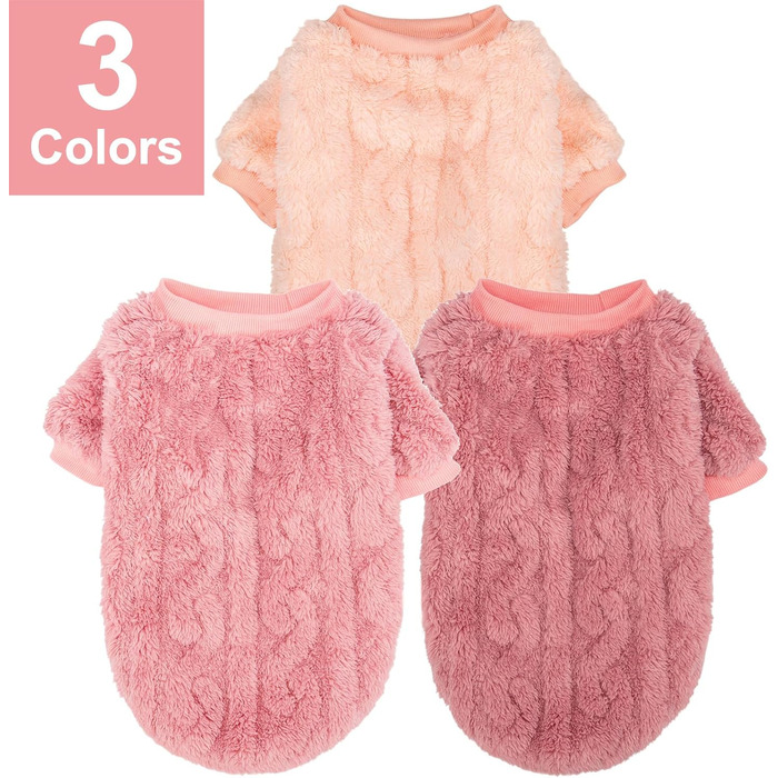 Теплий пуловер для собак, 3 шт. в наборі, для маленьких собак та котів, дівчаток та хлопчиків, тепла одяг для собак, халат-сорочка для зими, Різдво (Рожевий, Ліловий, Рожево-червоний) (X-Small, Персиковий, Темно-рожевий, Світло-ліловий)