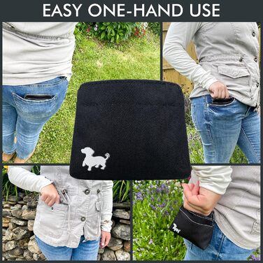 Сумка для ласощів для собак - компактна сумка для тренувань з магнітним закриттям - аксесуар для собак, чорна з сірою підкладкою Small