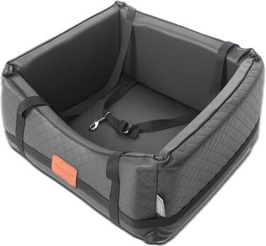 Автокрісло для собак Mayaadi-Home, штучна шкіра, темно-сіре, 65x55x25 см, лежак для авто, корзина для перевезення, стьобане, для заднього та переднього сидіння