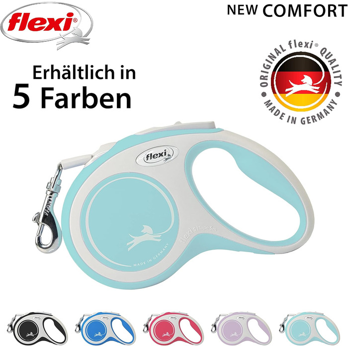Рулетка для собак Flexi New Comfort S, 5 м, блакитна