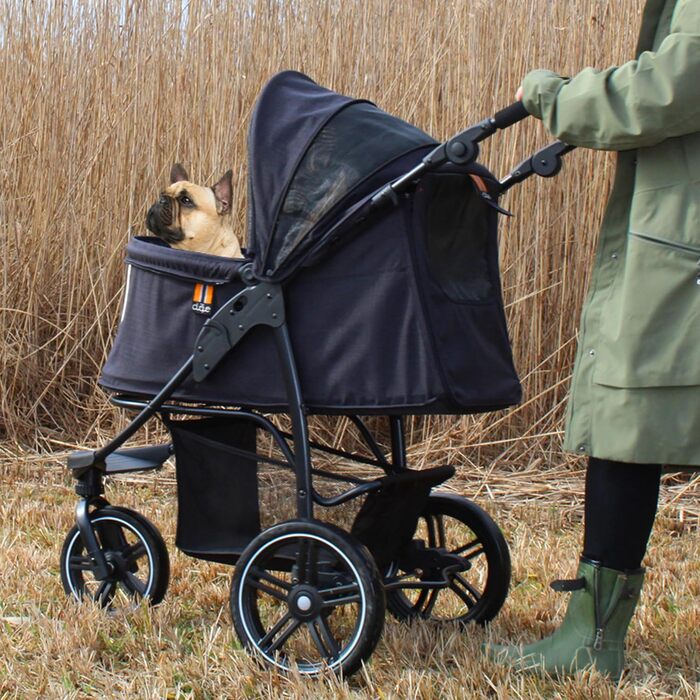 COOPER Складаний візок для собак до 32 кг | Регульована висота, кошик для покупок, Soft Touch ручки, світловідбиваючі елементи | Ідеальний для транспортування тварин – Сірий