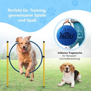 Набір для аджиліті для собак Huskl Agility Set: тунель, стійки, кільце, коробка для відпочинку. Аксесуари для аджиліті та тренувань собак.