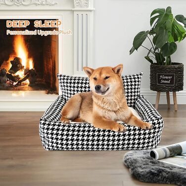 Ортопедичне ліжко для собак PETCUTE, зручний лежак для собак та котів, чорний, середній, знімний килимок