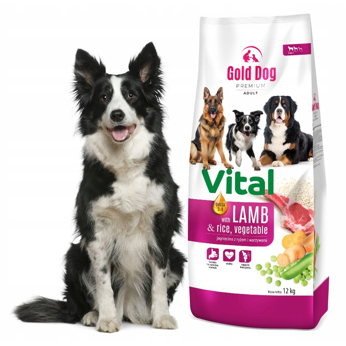 Сухий корм для собак Gold Dog Vital Premium 12 кг, ягня з рисом та овочами