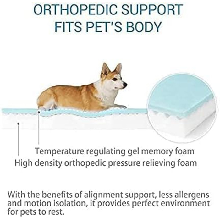 Ортопедичне лежанка для собак з гелевим шаром, водонепроникна, для великих та малих собак, знімний чохол, XL рожева