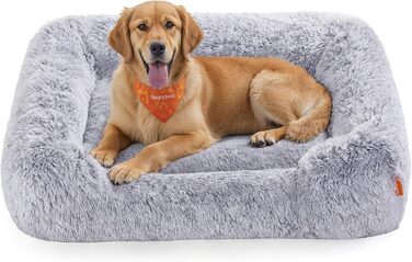 Ліжко для собак Feandrea, м'який лежак, корзина для собак, диван для собак, XL (106 x 75 x 20 см), сірий Ombré, PGW271G01