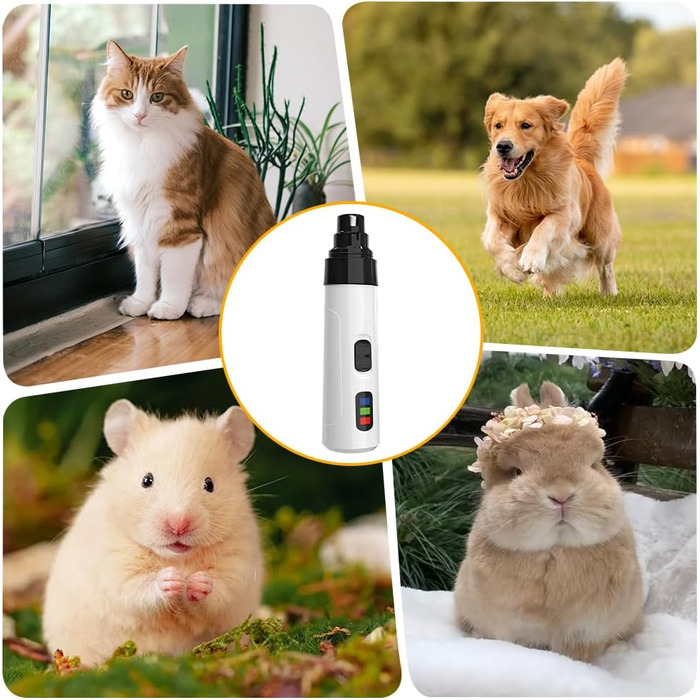 Електричний точило для собачих кігтів Silent Diamond Bit - безпечна електрична пилка для собак з 3 насадками, USB, 2 швидкості