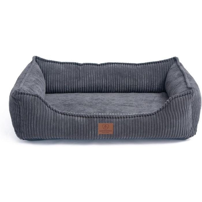 Ортопедичне собаче ліжко преміум-класу з корду для собак маленьких та середніх порід, з додатковою петелькою, водонепроникний внутрішній чохол, собаче ліжко-софа, подушка для собак, знімний та пральний чохол, 80 x 60 x 17 см, Сірий (M)