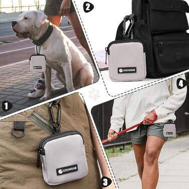 Сумка для ласощів для собак COOWONE з кликером для дресирування, водонепроникна, з тримачем для пакетів, чорна та сіра