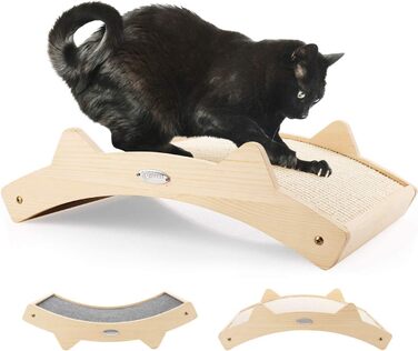 Когтеточка для котів Pecute 42x27,5x12 см, двостороння, сизаль та килимове покриття, міцна лежанка з дерев'яною основою