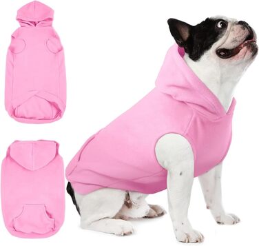 Теплий флісовий светр-худі для великих собак IECOii з капюшоном, рожевий (M)