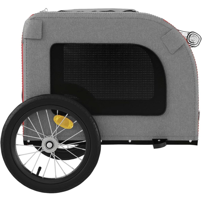 Фahrрадінний причіп для собак Червоний та Сірий, Oxford-Gewebe та Ізоточне залізо, Модель 93831