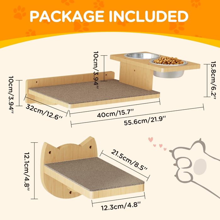 Меблі для котів MeowHomm: комплекс для лазіння, полиці, годівниці та ліжко на стіні