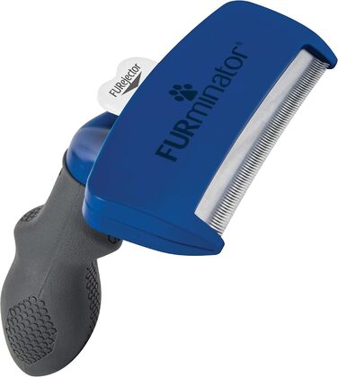 Furminator для собак великих порід з короткою шерстю - щітка для видалення підшерстка та вичісування, сіра, версія 2.0 (з щіткою-стірчиком)