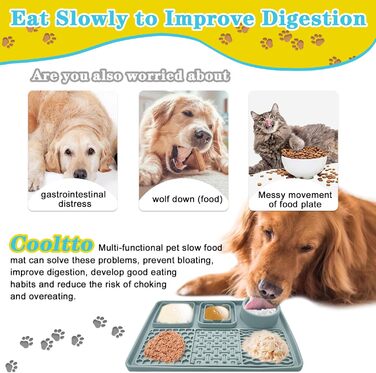 Силіконова килимок-заспокійвач для собак та котів Cooltto з мискою з нержавіючої сталі, з присосками, для грумінгу, миття та тренувань (Сірий, Модель A- 6 в 1 з 59 присосками)