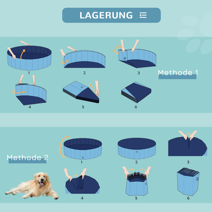 PawHut Dog Pool Великий басейн для собак Дитячий басейн ПВХ Wood Blue Ø140xH30 см ідеально підходить для літа