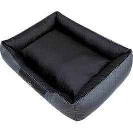 Лежак для собак HobbyDog Cesar Perfect, екошкіра і кодура, графітовий, 65x52x20 см