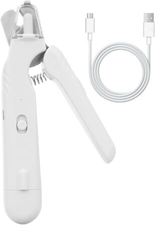 Триммер для нігтів собак з LED-підсвічуванням та акумулятором, для собак, цуценят, догляд за лапами, білий