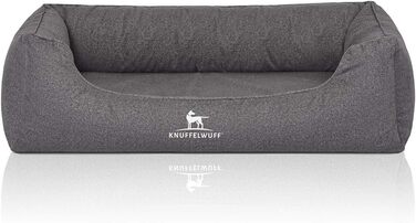 Ортопедичне водонепроникне собаче ліжко Knuffelwuff Malou з велюру, ручної роботи, XXL 120 x 85 см, сірий колір. Знімний, пральний чохол. Підходить для великих, середніх та маленьких собак. Розміри: 120 x 85 x 25 см