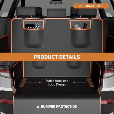 Захист для багажника автомобіля від бруду та подряпин для собак, універсальний, 185x102 см, 600D, водонепроникний, стійкий до подряпин, для авто, SUV, Van (Помаранчевий)