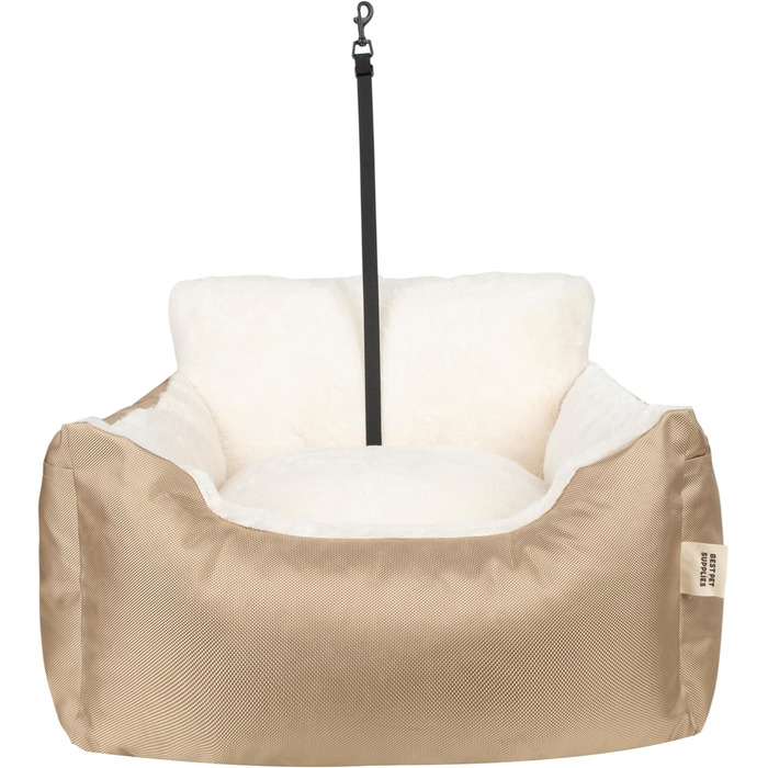 Підвищення для собак у машину, вантажівку, SUV. З м'яким плюшевим килимком та високими бортиками. Зміцнені ремені безпеки. Чорний. 53x50x35 см