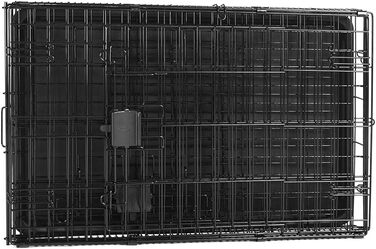 Клітка для собак Amazon Basics складна металева з двома дверцятами, чорна, 76 x 48 x 53 см