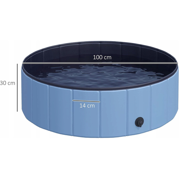 Складальний садовий басейн для собак та дітей, синій, 30x100 см, Premium