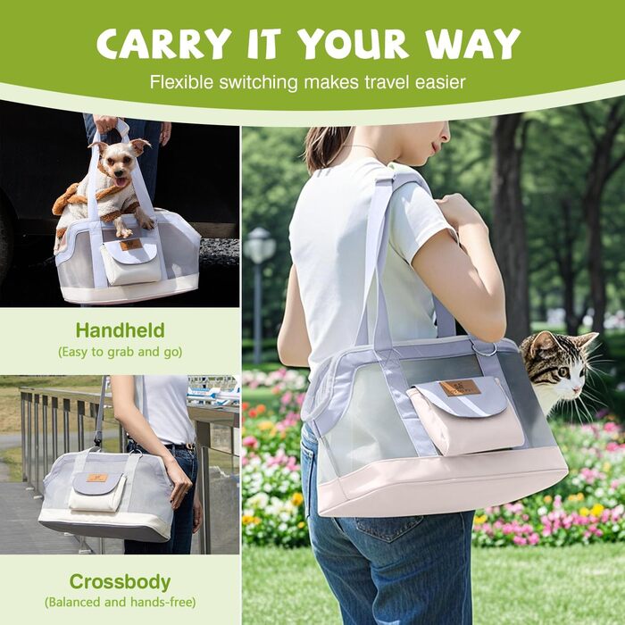 Транспортна сумка для собак та котів ALLSOPETS, легка, дихаюча, для подорожей, до ветеринара, рожева/сіра